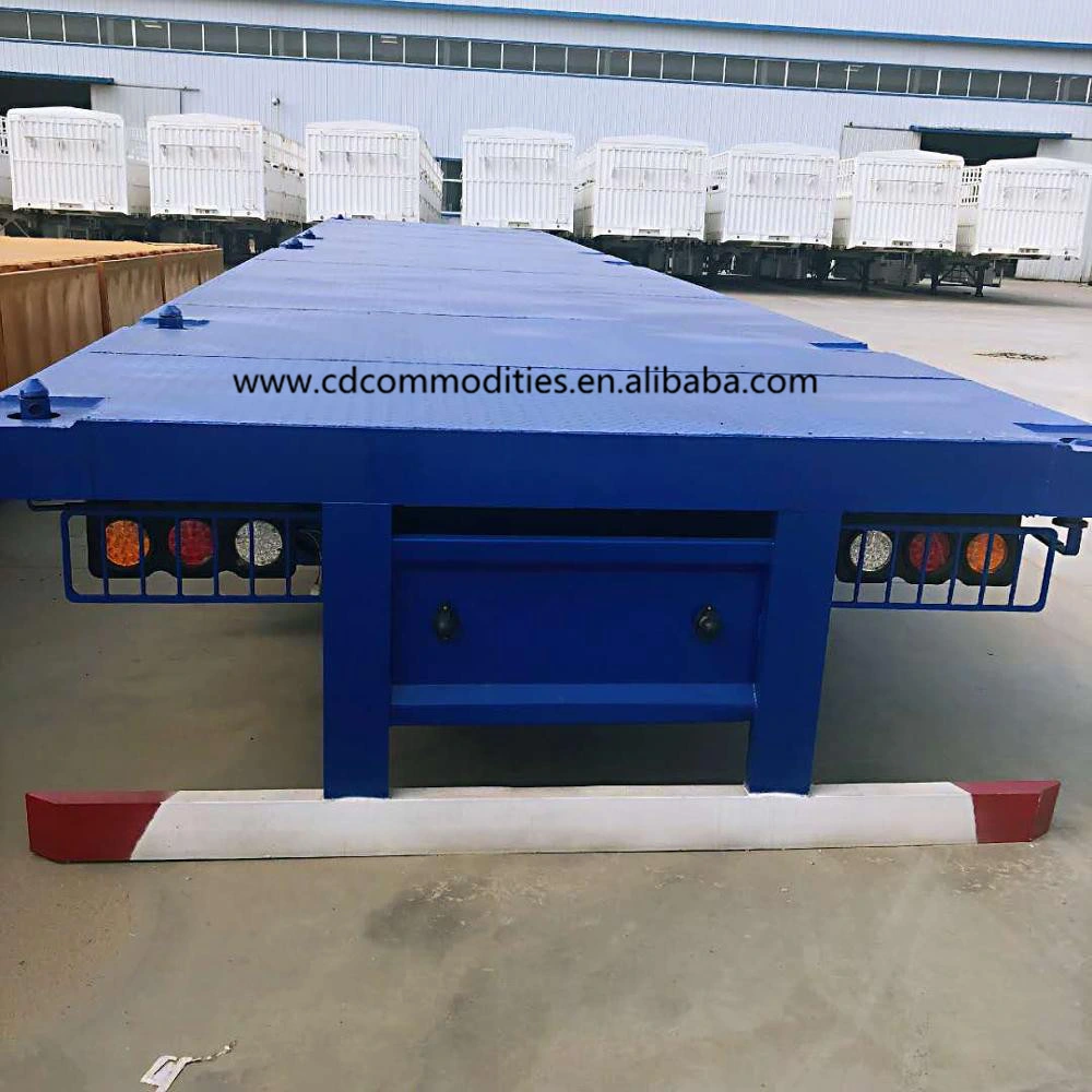 China 40FT Flatbed Trailer with 3 Axles Flatbed Draw-Bar Trailer for Sale