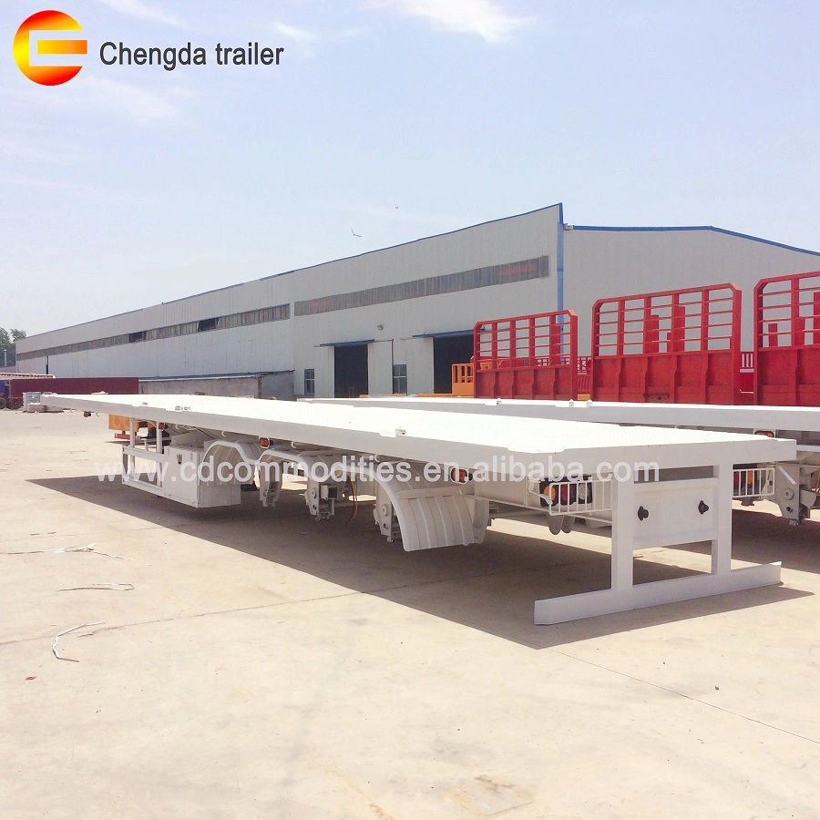 China 40FT Flatbed Trailer with 3 Axles Flatbed Draw-Bar Trailer for Sale