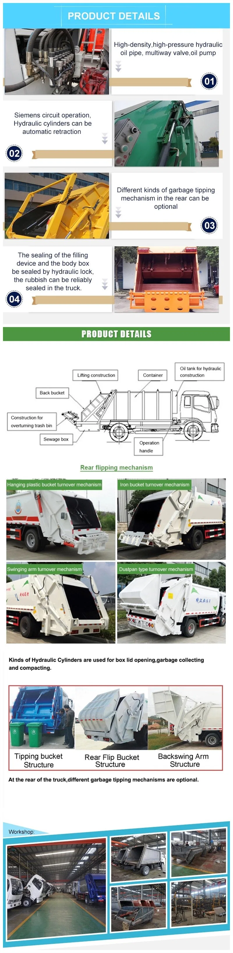 Rubbish Truck Garbage Truck 4X2 Compactor Garbage Truck