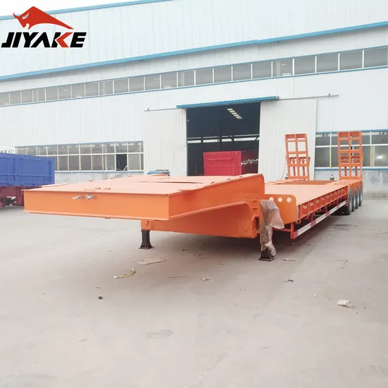 Hot 3/4/5axles Lowbed Lowboy Loader Flatbed Low Bed Gooseneck Flat Deck Ramp Hydraulic Ladder Military Construction Machinery Extendable Semi Tuck Trailer
