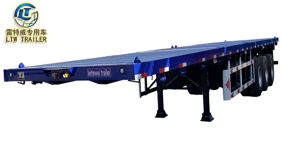 3/4axles 60 Tons 20/40 FT Container Shipping Flat Deck High Bed Platform Flatbed Truck Trailer Semi Trailer 
