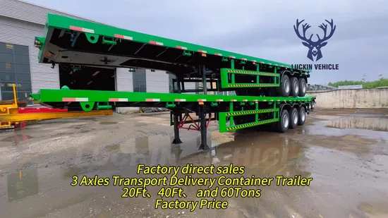 China Manufacture 3/4 Axles 40FT Flat Bed Container Transport Truck Trailer 40 Feet 3 Axle Flatbed Semi Trailer for Sale 