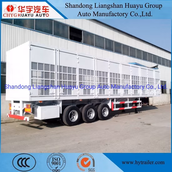 Three Axle 50 Ton Van/Box/Side Wall/Fence/Stake Truck Semi Trailer for Animal/Livestock/Beer Transport