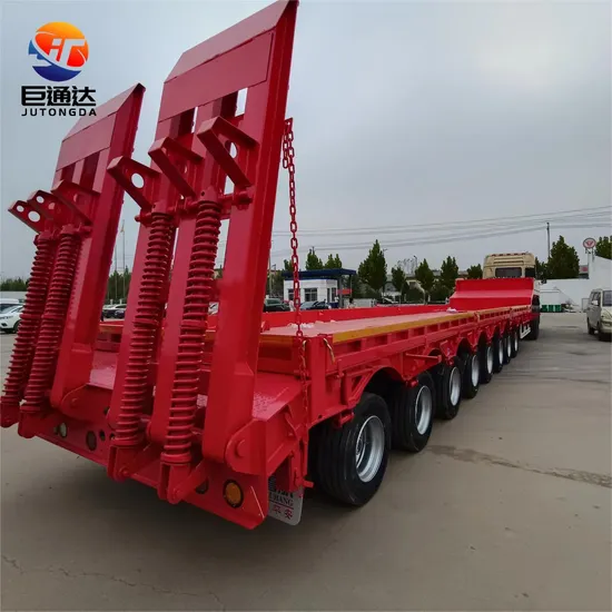 80ton 120tons 150tons Lowbed Trailer4lines 8axles Low Bed Semi Trailer for Sale in Qatar 