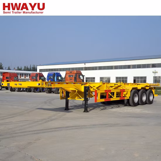 3 Axles 40 FT Flatbed Skeleton Skeletal Semi Truck Trailer Container Semi