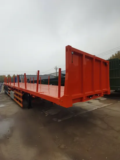 Heavy Duty Vehicle Steel Flatbed Platform Flat Bed Semi Trailer with Bolster 