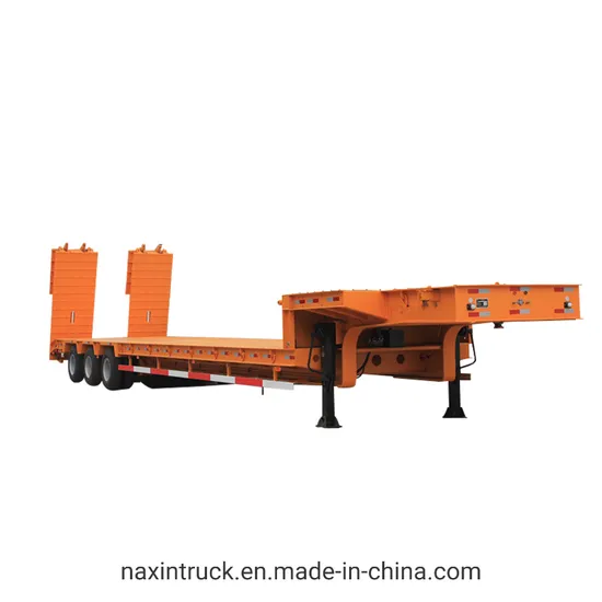 80tons Transport Vehicle Cars Gooseneck Drop Deck Low Bed Flatbed Detachable Removable Oversize Load Extendable Semi