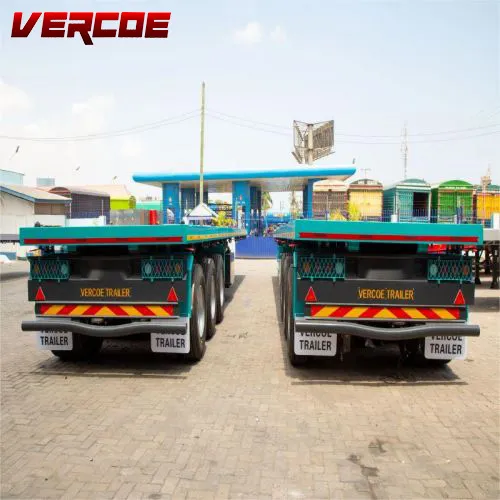 Heavy Duty Vercoe 30 40 50 60 Ton 2 3 4 Axles Flat Bed Container 40FT 20FT Flatbed Semi Truck Trailer for Sale 