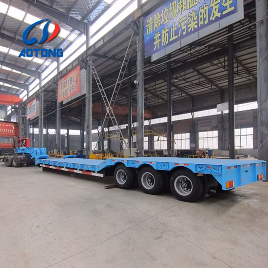 3/4/5 Axles 50 80tons Steering Extendable Drop 4 Axle 16m Lowbed Low Bed Semi Truck Trailer