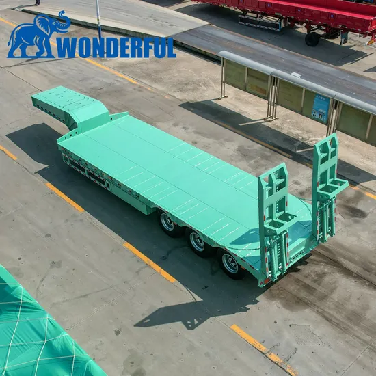 Flat 3/4/5/6 Axles China Removable Gooseneck Custom Container Truck Low Loader Neck Bed Extendable Excavator Carrier Flatbed Lowbed Lowboy Semi Trailer 