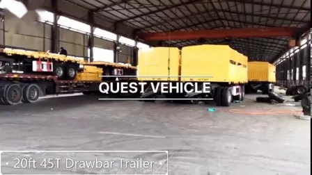 4axles Turntable Flatbed Cargo Timber Transport Draw Bar Full Trailer 
