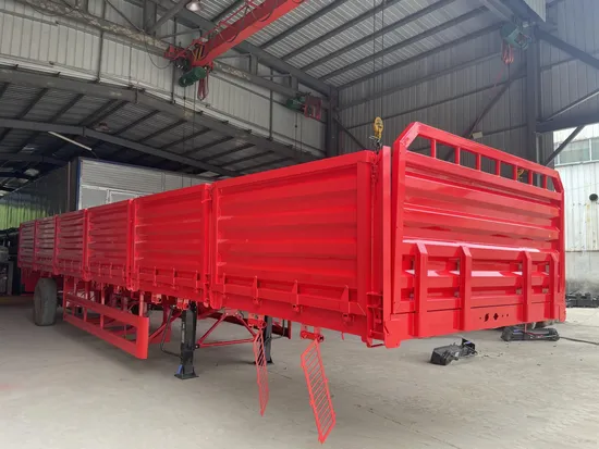 3 Axles 60t Drop Side Wall Bulk Fence Stake Customized Side Curtain Box Grain Animals Livestock Dry Cargo Lowbed Transport Heavy Truck Semi Trailer