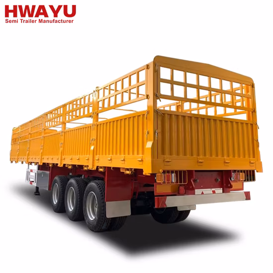 Low Price High Quality 3 Axle 40 FT 50tons Widely Used Sidewall Curtain Stake Fence Cargo Box High Side Wall Semi Stake Truck Trailer