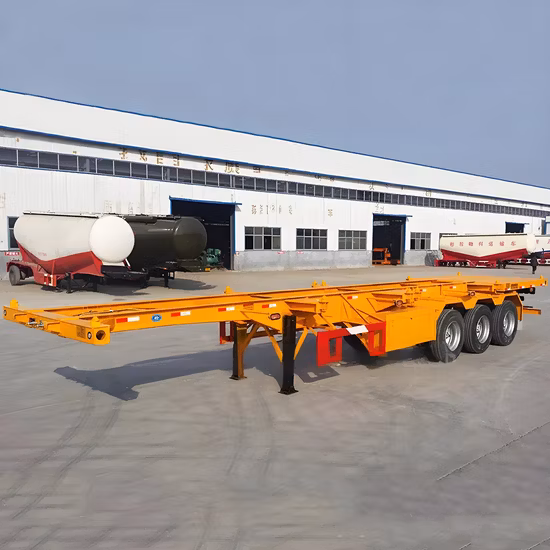 New 3 Axles Semi Trailer 40FT 40 Tons Skeleton Chassis Truck Container Flatbed Trailer Used Tractor Trailer