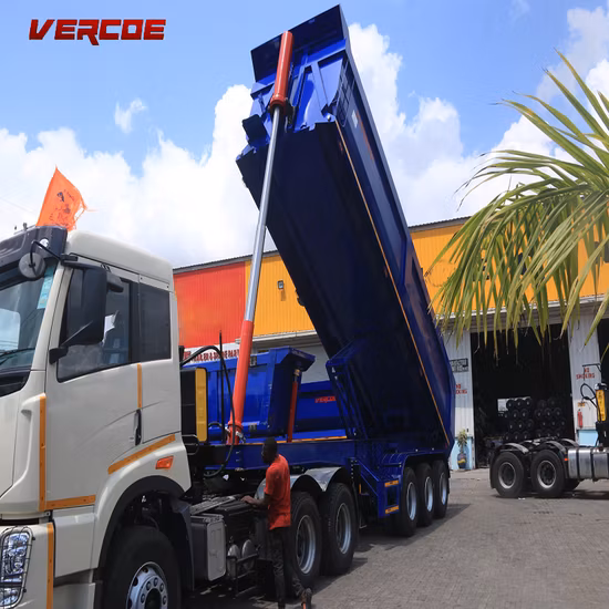Heavy Duty Equipment 40FT Flat Bed Gooseneck Excavator Tipping Tipper Fuel Tank Cargo Semi Truck Flatbed Lowbed Dump Truck Trailers