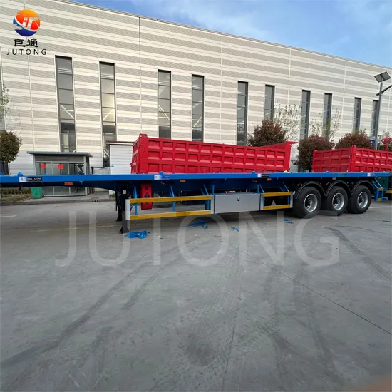 Made in China High Strength Flat Bed Trailer Telescopic Low Flatbed Truck Trailer Low Bed Semi Trailer 