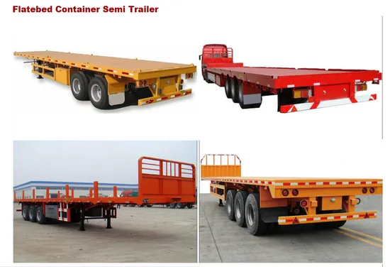 Lower Price 2 Axles 40FT Container Flat Bed Semi Trailer, Straight Beam Shipping Container Transport Trailer