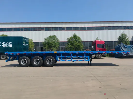 Huge Discount Factory Price Truck Cimc HOWO Shacman Tht 12 Twist Locks Flat Deck Bed Platform 60t Semi 3 Tri Axles 40FT Feet Flatbed Container Trailer for Sale