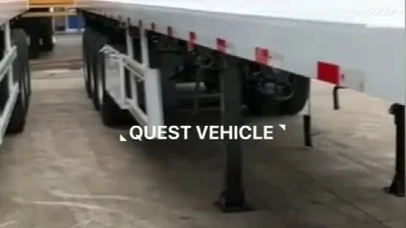 3 Axles 40FT Container Flat Deck High Bed Flatbed Semi Trailer with Headboard 
