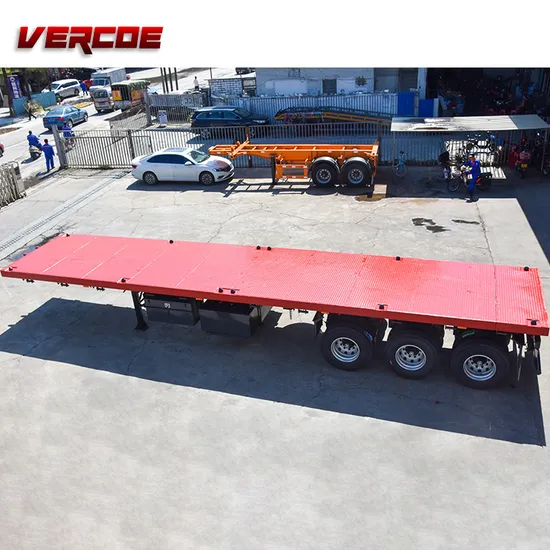 Heavy Duty Equipment 40FT Flat Bed Gooseneck Excavator Tipping Tipper Fuel Tank Cargo Semi Truck Flatbed Lowbed Dump Truck Trailers 